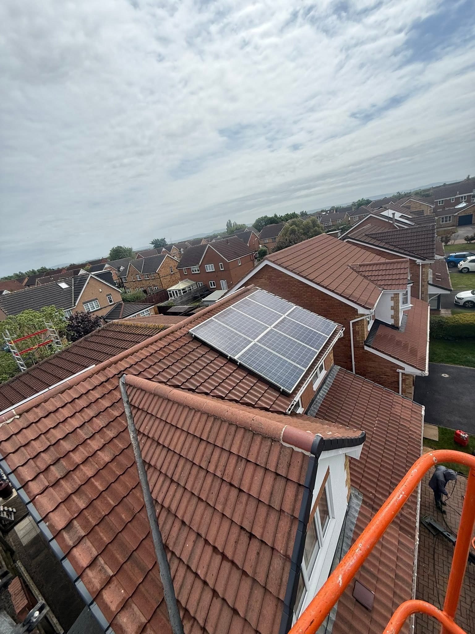 Roof solar panels aerial view — solar panel cleaning in Billingham  Teesside by Ingleby Garden Maintenance (IGM)